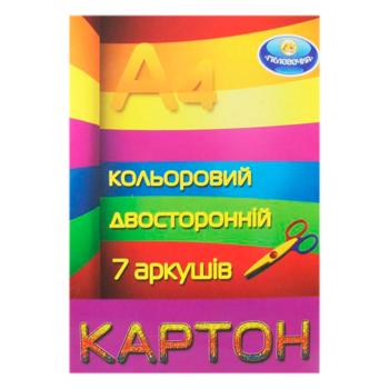 Картон цветной Тетрада А4 двухсторонний 7 листов 7 цветов - купить, цены на Таврия В - фото 1