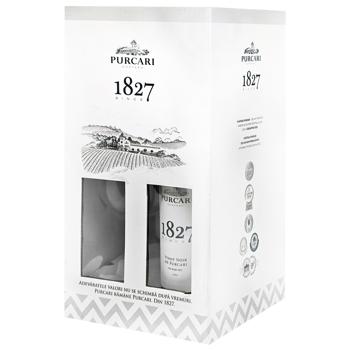 Набір Вино Purcari Pinot Grigio 0,75 л сух. біле + Purcari Піно Нуар 0,75 л червон. сухе+2келихи.