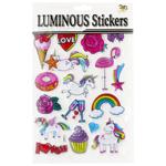 Наклейка пластиковая Единороги и фламинго рельефная флуоресцентная 10*30см