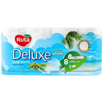 Туалетная бумага Ruta Deluxe Pure White 3-слойная 8шт