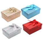 Коробка подарочная блестки с бантом 21*15*8,5см