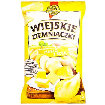 Чипсы Wiejskie Ziemniaczki со вкусом масла и солью 130г - купить, цены на ULTRAMARKET - фото 1