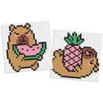 Ideyka Capybara: Pineapple and Watermelon Diamond Mosaic on Sticker 9x9cm 2pcs