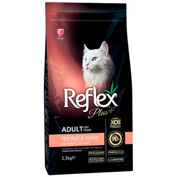 Reflex Plus Adult Hairball & Indoor сухий корм для котів 1,5 кг - лосось - купить, цены на MasterZoo - фото 1