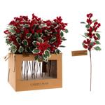 Red Berry Holly Leaf Pick 58cm