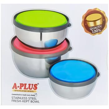 A-plus Stainless Steel Fresh-Kept Bowl 12/14/16cm 3pcs - buy, prices for - photo 2