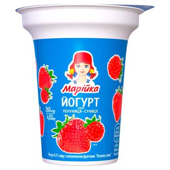 Йогурт Марійка Клубника-земляника 4% 260г - купить, цены на МегаМаркет - фото 1