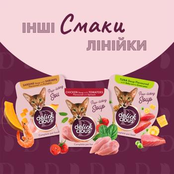 Суп Delickcious з курки з шинкою та додаванням шпинату для котів 80г - купити, ціни на - фото 6