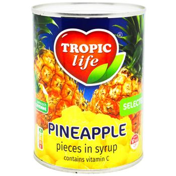 Ананас Tropic Life кусочки в сиропе 580мл - купить, цены на КОСМОС - фото 1