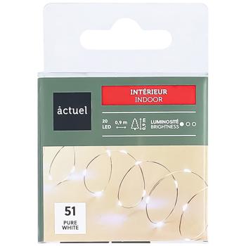 Гирлянда внутренняя Actuel 20LED белая на батарейках 1,05м - купить, цены на Auchan - фото 1