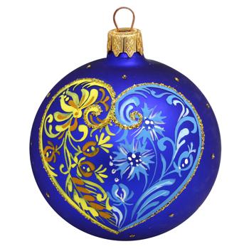 Flower Heart Glass Christmas Tree Ball 80mm - buy, prices for MegaMarket - photo 1