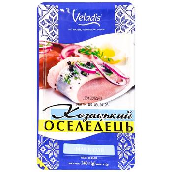 Оселедець Veladis Козацький філе в олії 240г - купити, ціни на КОСМОС - фото 1