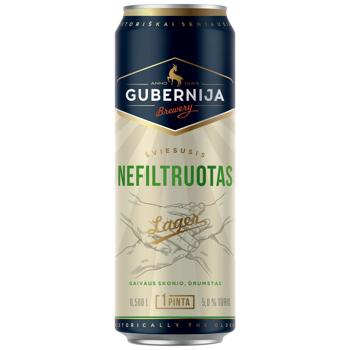 Пиво Gubernija Lager світле нефільтроване 5% 0,568л - купити, ціни на МегаМаркет - фото 1