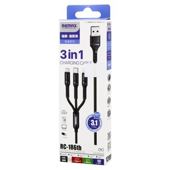 Remax Black Cable 3in1 RC-186th 2.1A - buy, prices for MegaMarket - photo 1