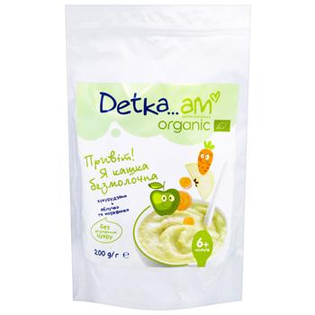 Каша Detka..am Organic безмолочна кукурудзяна з яблуком і морквою 200г