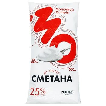 Сметана Молочний Острів 25% 200г - купить, цены на Таврия В - фото 1
