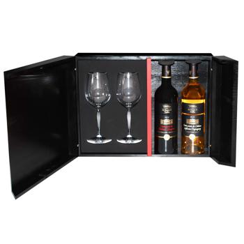 Mr Francois - L Vuitton Cuvee Privee Coffret Bois Lalique Wine Set 2pcs x 0.75l + 2 Glasses