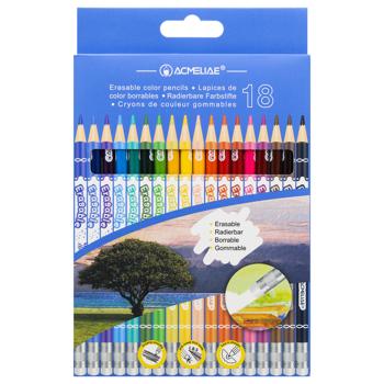 Карандаши цветные Acmeliae стираемые 18 цветов - купить, цены на За Раз - фото 1