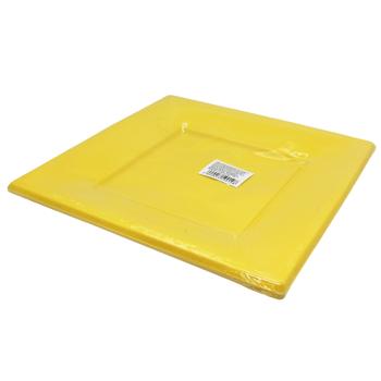 Yellow Plastic Square Plates 23cm 10pcs - buy, prices for Tavria V - photo 2