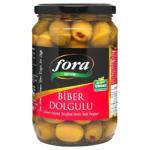 Зелені оливки Fora фарш.чер. перцем б/к 400г(Туреччина)