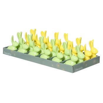 Decoris Green/Yellow Ceramic Figure Rabbit 12cm