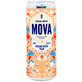 Пиво Mova Berliner Weisse Peach светлое нефильтрованное 2,9% 0,33л