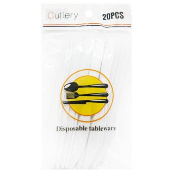 Plastic White Knives 155mm 20pcs - buy, prices for Tavria V - photo 1