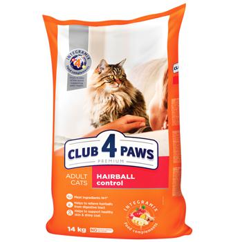 Корм сухий Club 4 Paws Premium з куркою для виведення шерсті у котів 14кг - купити, ціни на MasterZoo - фото 1