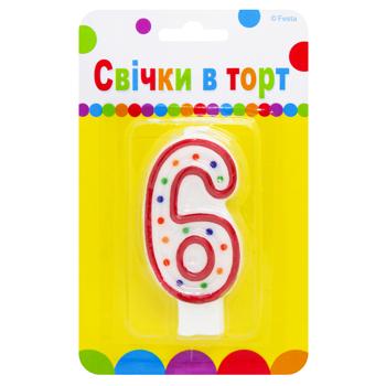 Свеча для торта Party Favors Цифра 6 - купить, цены на NOVUS - фото 1