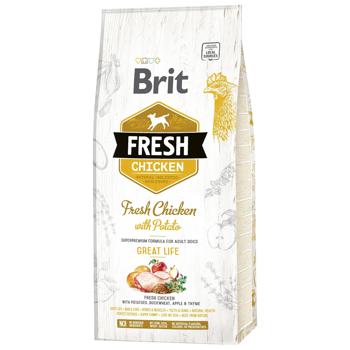 Корм сухий Brit Fresh Great Life з куркою та картоплею для дорослих собак всіх порід 12кг - купити, ціни на MasterZoo - фото 1