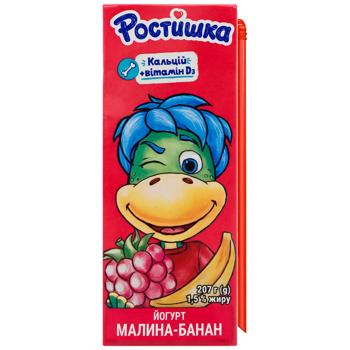 Йогурт Ростишка Малина-банан 1,5% 207г