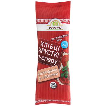 Хлебцы хрустящие U-Crispu на пророщенном зерне кукурузные со специями 60г - купить, цены на Auchan - фото 1