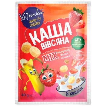 Каша вівсяна Хатинка MIX Полуниця, банан, молоко 40г