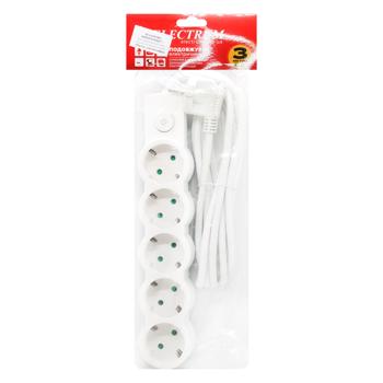 Удлинитель Electrum с заземленным контактом и выключателем C-ES-1539 EL PP OSB-5ES 5 розеток 3м - купить, цены на МегаМаркет - фото 1