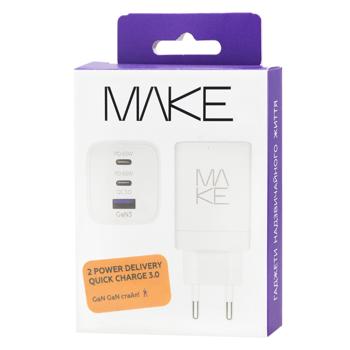 Зарядное устройство Make 2xType-C+USB 65W белый - купить, цены на NOVUS - фото 1