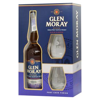 Віскі Glen Moray Port Cask Finish 40% 0,7л + 2 склянки - купити, ціни на - фото 2