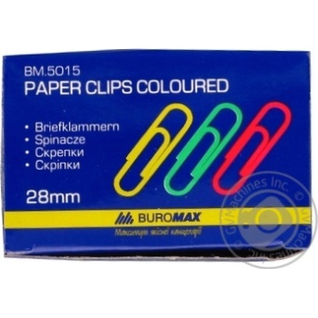 Скрепки BuroMax 28мм цветные, 100шт купить, цены на МегаМаркет - фото 1