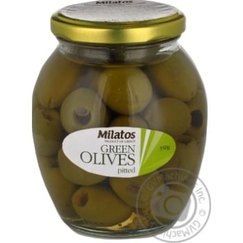 olive Milatos green pitted 350g - buy, prices for MegaMarket - photo 1