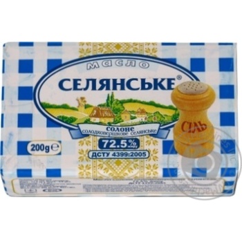 Масло Селянское сладкосливочное соленое 72,5% 200г купить, цены на МегаМаркет - фото 1