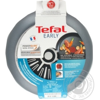 Сковорода Tefal Early з антипригарним покриттям Powerglide та індикатором нагрівання d24см купити, ціни на МегаМаркет - фото 2