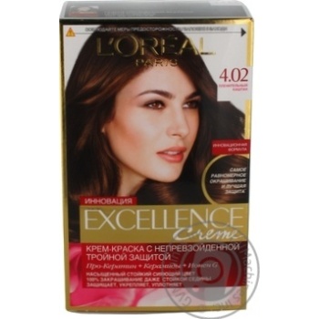 Крем-краска для волос L'Oreal Excellence Creme 4.02 Пленительный каштан купить, цены на МегаМаркет - фото 1