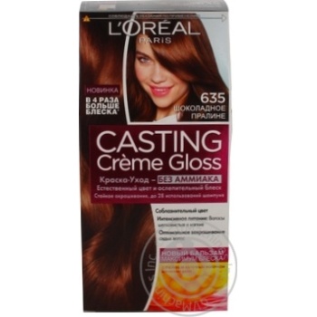 Фарба-догляд для волосся L'Oreal Casting Creme Gloss 635 Шоколадне праліне без аміаку купити, ціни на МегаМаркет - фото 1