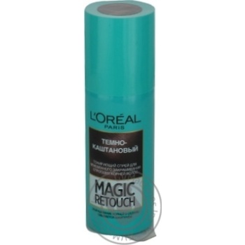 Спрей L'Oreal Magic Retouch тонирующий темно-каштановый для мгновенного закрашивания отросших корней волос 75мл купить, цены на МегаМаркет - фото 1