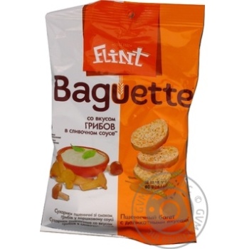 Сухарики Flint Baguette пшеничные со вкусом грибов в сливочном соусе 60г купить, цены на МегаМаркет - фото 4