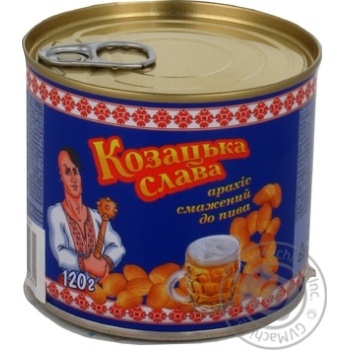 Nuts peanuts Kozatska slava salt for beer 120g can - buy, prices for MegaMarket - photo 1