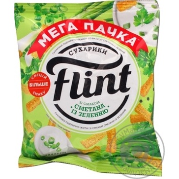 Сухарики Flint пшенично-ржаные со вкусом сметаны с зеленью 110г купить, цены на МегаМаркет - фото 3