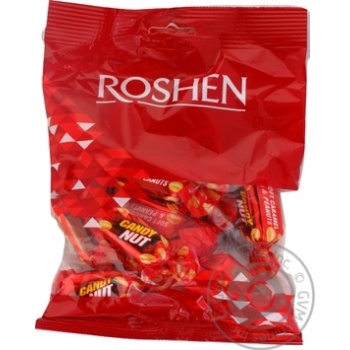 Конфеты Roshen Candy Nut глазурованная мягкая карамель с арахисом 160г