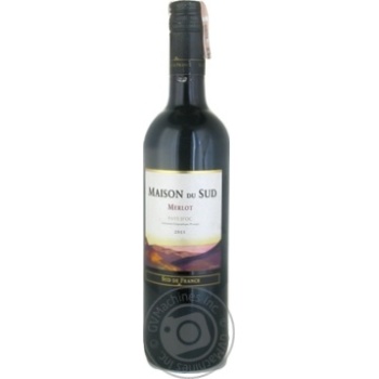 Вино Maison du Sud Merlot червоне сухе 0.75л х6 купить, цены на МегаМаркет - фото 1