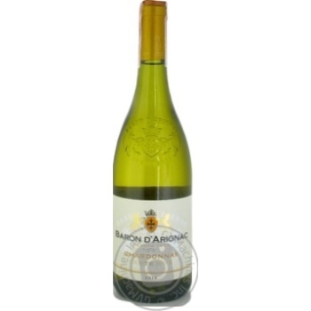 Вино Baron d`Arignac Chardonnay біле сухе 0.75л х6 купити, ціни на МегаМаркет - фото 1