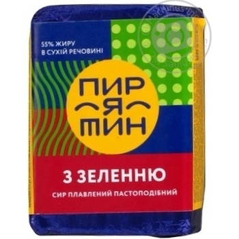 Сир Пирятин з зеленню плавлений пастоподібний 55% 90г купити, ціни на МегаМаркет - фото 1